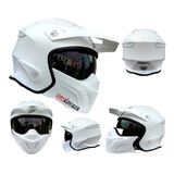 Casco Para Motociclista Kov Rocko Blanco Retro Certificado 