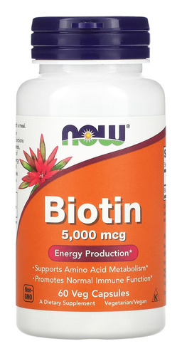 Biotina 5000mcg Now Foods 60 Veg Caps Importado Eua/usa