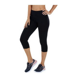 Calça Corsário Básica Suplex Moda Fitness Poliéster Cós Alto