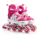 Patines Lineales Rosa Talla  M Ajustables 34 A La 36