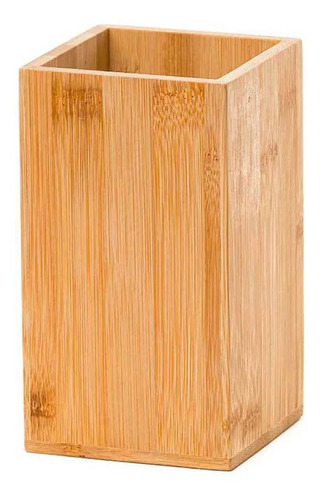 Suporte Porta Utensílios De Cozinha Em Bambu 16x9cm