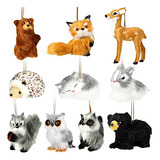 10 Piezas Plush Animal Ornamento Navideño Woodland Adornos D