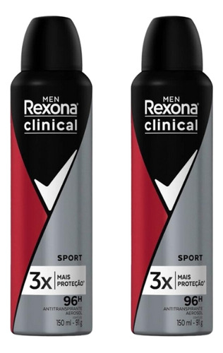 Desodorante Aero Rexona Clinical 150ml Masc Sports-kit C/2un