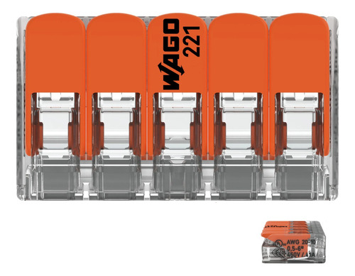 Conector Wago Compacto Emenda 5 Fios Modelo 221-615 6mm  5un