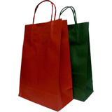 Bolsa Papel Color Verde - Rojo Con Manija N°3 20x30x9 X10u