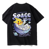 Camiseta De  Estampado De Algodón Pikachu Cos Astronauta