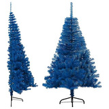 Medio Árbol De Navidad Artificial Azul De 4 Pies Con Soporte