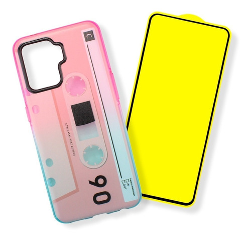 Kit Funda + Cristal Mica 9d Triche Cassette 90s Retro Oppo