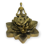 Incensário Cascata Flor De Lotus Yoga Dourado 7 Cm Em Resina