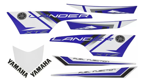 Jogo Adesivos Kit Faixa Xtz 250 Lander 2014 Azul Completo
