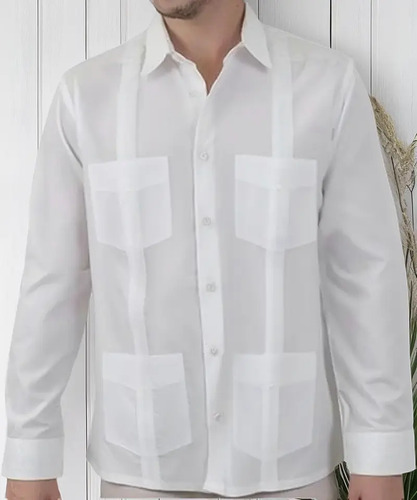 Guayabera, Clásica Con Alforzas 4 Bolsas, Envío Gratis