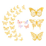 72pcs Mariposas Decorativas, 3d Pared Colore Metalicos Hueco