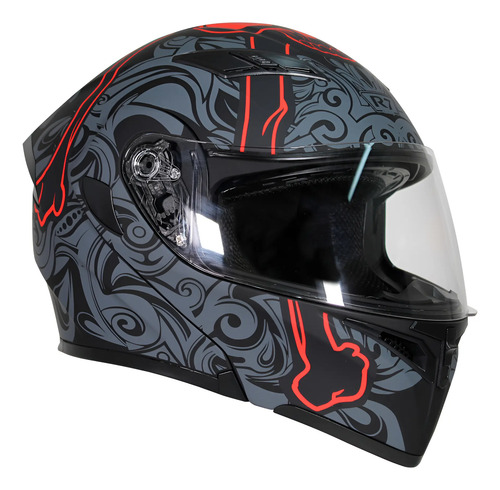 Casco Abatible Unscarred Tribal Skull Con Led