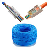 Kit Redes Cat5e 100 Metros + 100 Rj45 Ez + 100 Rj45 Blindado