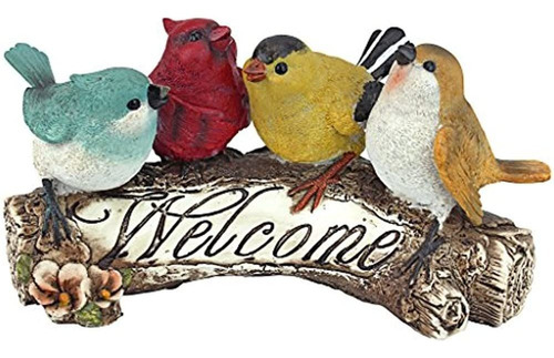 Diseño Toscano Birdy Welcome Sign Estatua De Pájaro Jardín 1