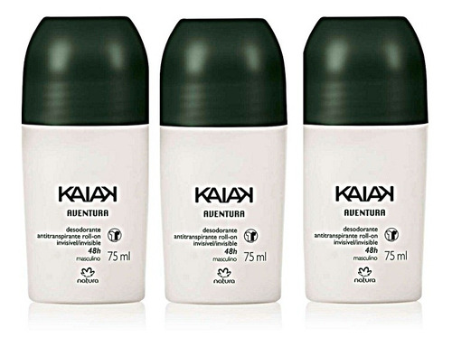 Natura Roll-on Kaiak Aventura Masculino 75ml 03 Unidades