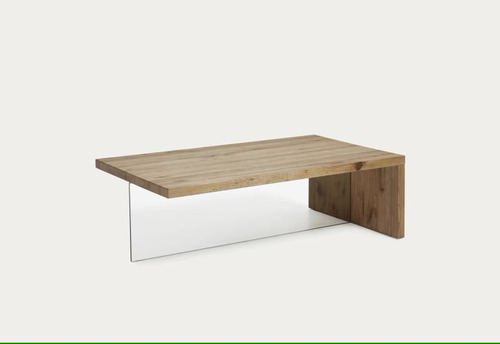 Mesa De Centro En Madera Roble Y Vidrio Templado