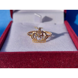 Anillo Corona Con Circones Oro 18 Kilates 