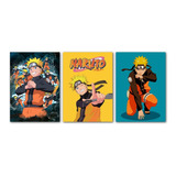 3 Cuadros Decorativos De Naruto Uzumaki 30x40cm C/u Anime