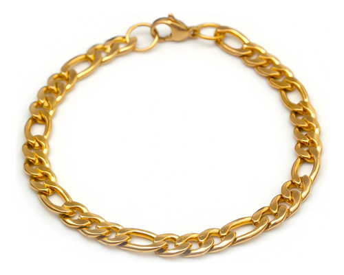 Pulsera Oro 18 Kilates Figaro 19cm X 6mm Gruesa Hombre */-