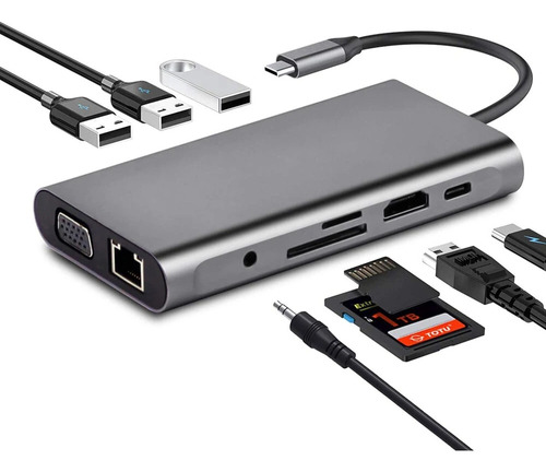 Hub Adaptador Usb C 10 En 1 Para Lenovo Yoga 720