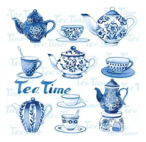 20 Guardanapos Para Decoupage Ambiente Tea Moments Blue