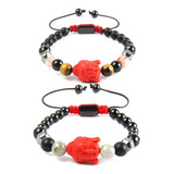 Pulsera Para Pareja Buda Cuarzo Rosa Labradorita Y Ojo Tigre