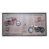 Reloj De Pared Motorcycle, 2 Motos, Cuadro De 60x120 Cm