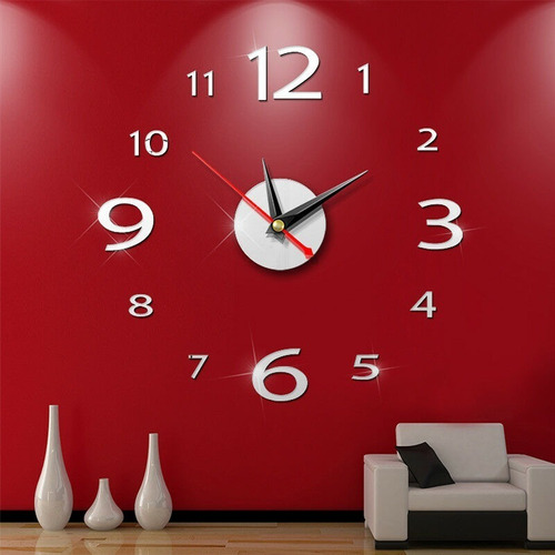 Reloj De Pared 3d En Acrílico Forma Espejo Decoración Regalo