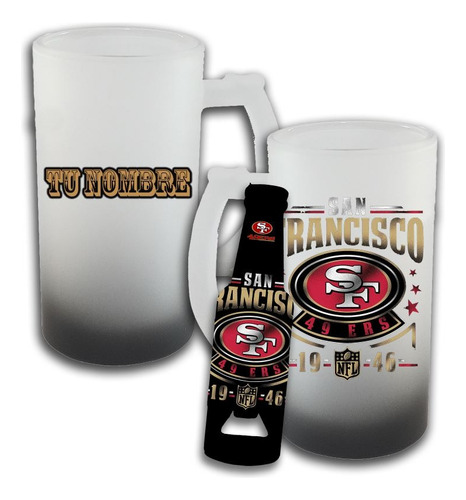 Tarro Cervecero Nfl 49ers Sf Destapador Personalizado