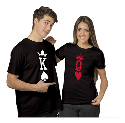Camiseta Kit Casal Baralho Truco Rei Espadas Rainha Camisa