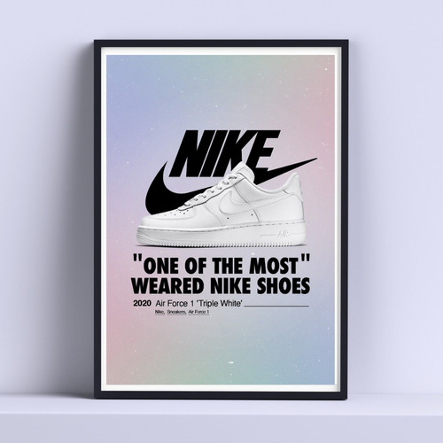 Cuadro Nike Air Force 1 Triple White Deco 30x40 Con Vidrio 