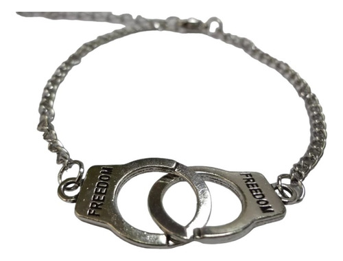 Pulseira Feinina Ou Masculina Algemas Cor Prateado - Freedom