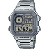 Reloj De Pulsera Casio Digital Ae-1200 Color Plateado