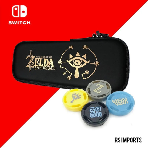 Case Capa Estojo Nintendo Switch Zelda + 4 Grip Zelda