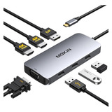 Adaptador Usb C A Hdmi Dual, 7 En 1 Usb C Estación De Acopla