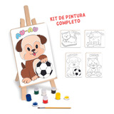 Kit Pintura Infantil Cavalete 4 Telas Desenho Madeira Grande