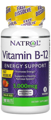 Vitamina B-12, Natrol, Dissolução Rápida, 5000mcg 100 Tabs