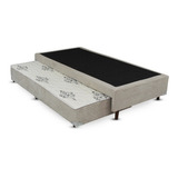 Cama Box Solteiro Flora Suede Bege Bicama - 096x203 