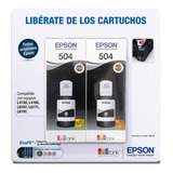 Pack Botella De Tinta Epson Ecotank T504 Negro 2 Piezas