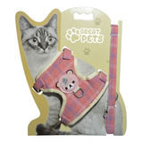 Great Pets Peitoral Colete P/ Gato Grande - Jeans Rosa