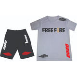 Conjunto Deportivo Pantaloneta+camiseta Freefire Niños Adul