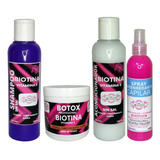 Kit Shampoo Acondicionador Crema Biotina Spray Desenredante