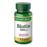 Nature's Bounty Vitaminas Biotina 5000 Mcg Con 72 Softgels Sabor Sin Sabor
