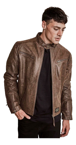 Campera Moto Cuero Flagstaff Marron Brooklyn