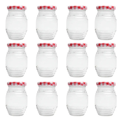 12 Frascos De Vidrio Con Tapa Conserva Barrilito 200 Ml Color Transparente | Meses sin interés