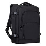 Rivacase 8461 Backpack Para Viaje Eco Alta Capacidad Negra Color Negro Diseño De La Tela Negro