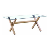 Mesa Comedor Nordica Escandinava Vidrio Rectangular Haya 180