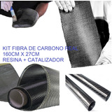 Kit Fibra D Carbono Real 160cm X 27cm + Resin Twill 3k Omova