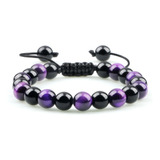 Pulsera De Piedra Onix Ojo De Tigre Morado M1